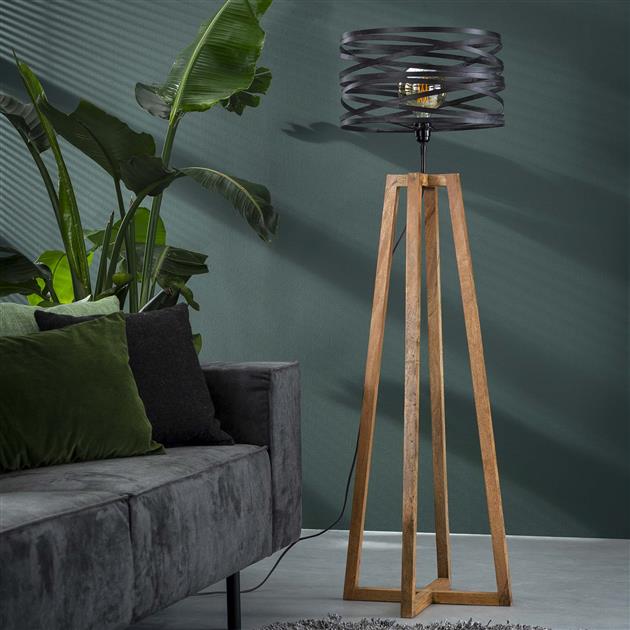 Modera - Vloerlamp twist houten kruisframe - Slate grey