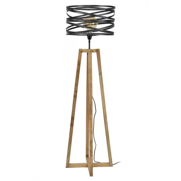 Modera - Vloerlamp twist houten kruisframe - Slate grey