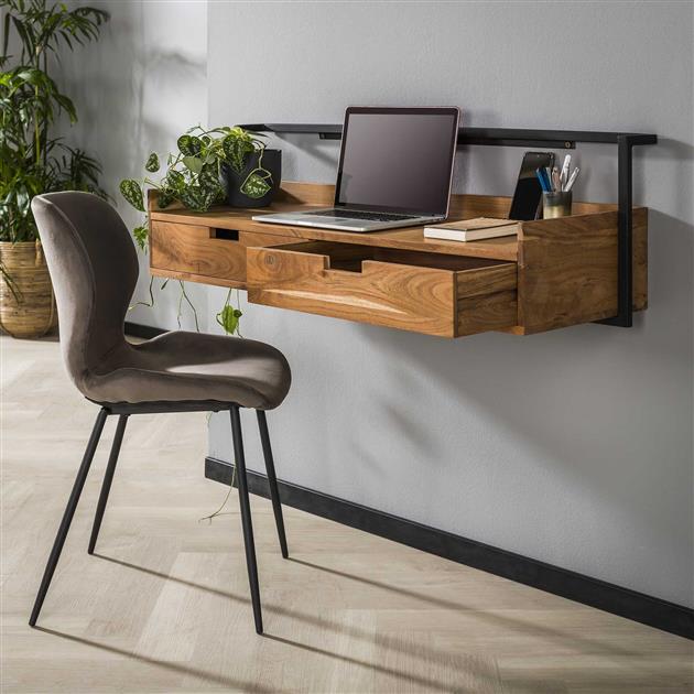 Modera - Wandbureau 2L air solid - Massief acacia naturel