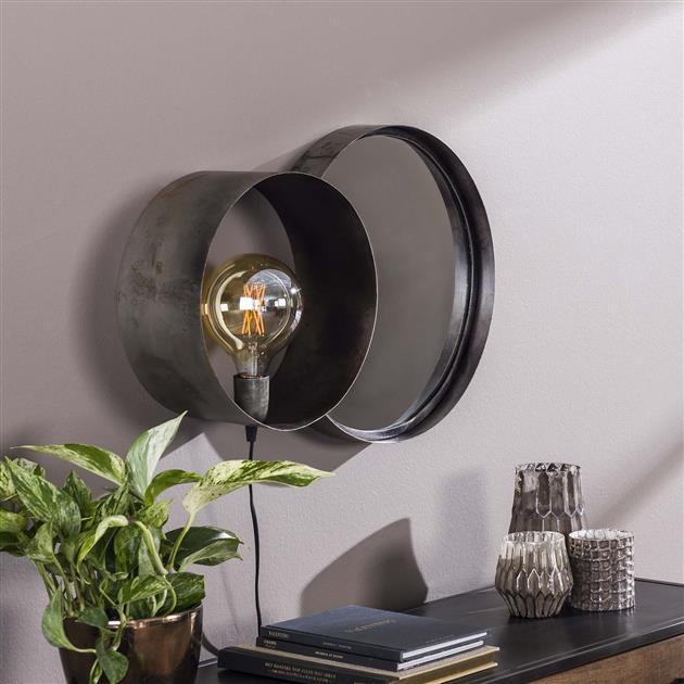 Modera - Wandlamp charger spiegel + lamp - Oud zilver