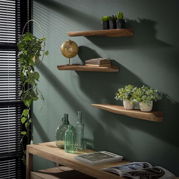 Modera - Wandschap edge 60cm set-3 - Massief acacia naturel
