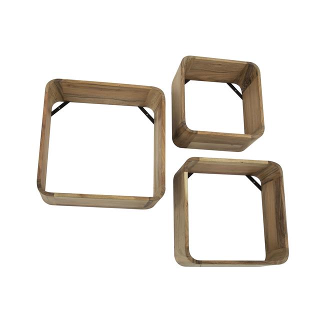 Modera - Wandschap set-3 vierkant - Massief acacia naturel meubelboutique.nl