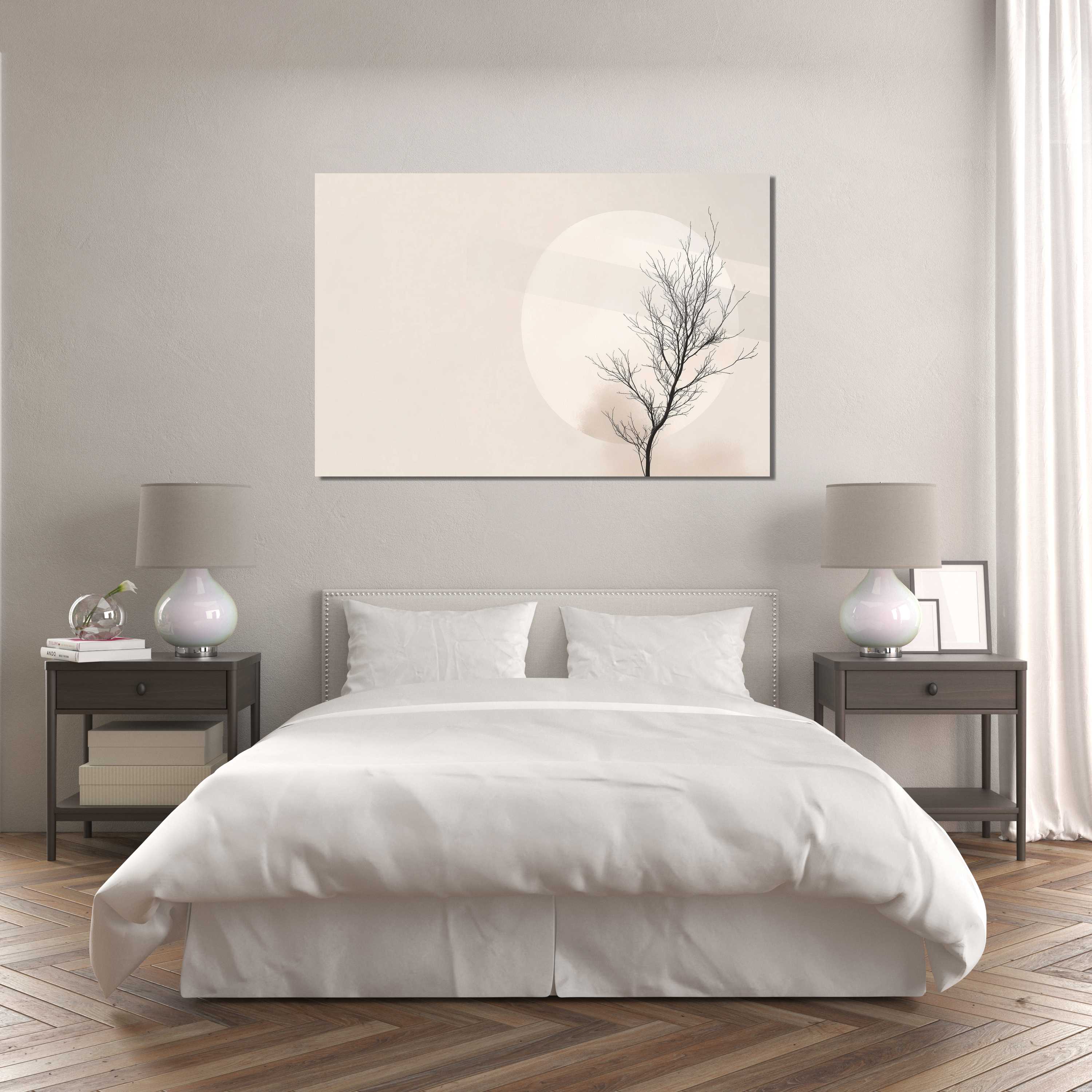 Glasschilderij - Exclusive - Liggend - Kader in Rust - (Japandi Stijl)