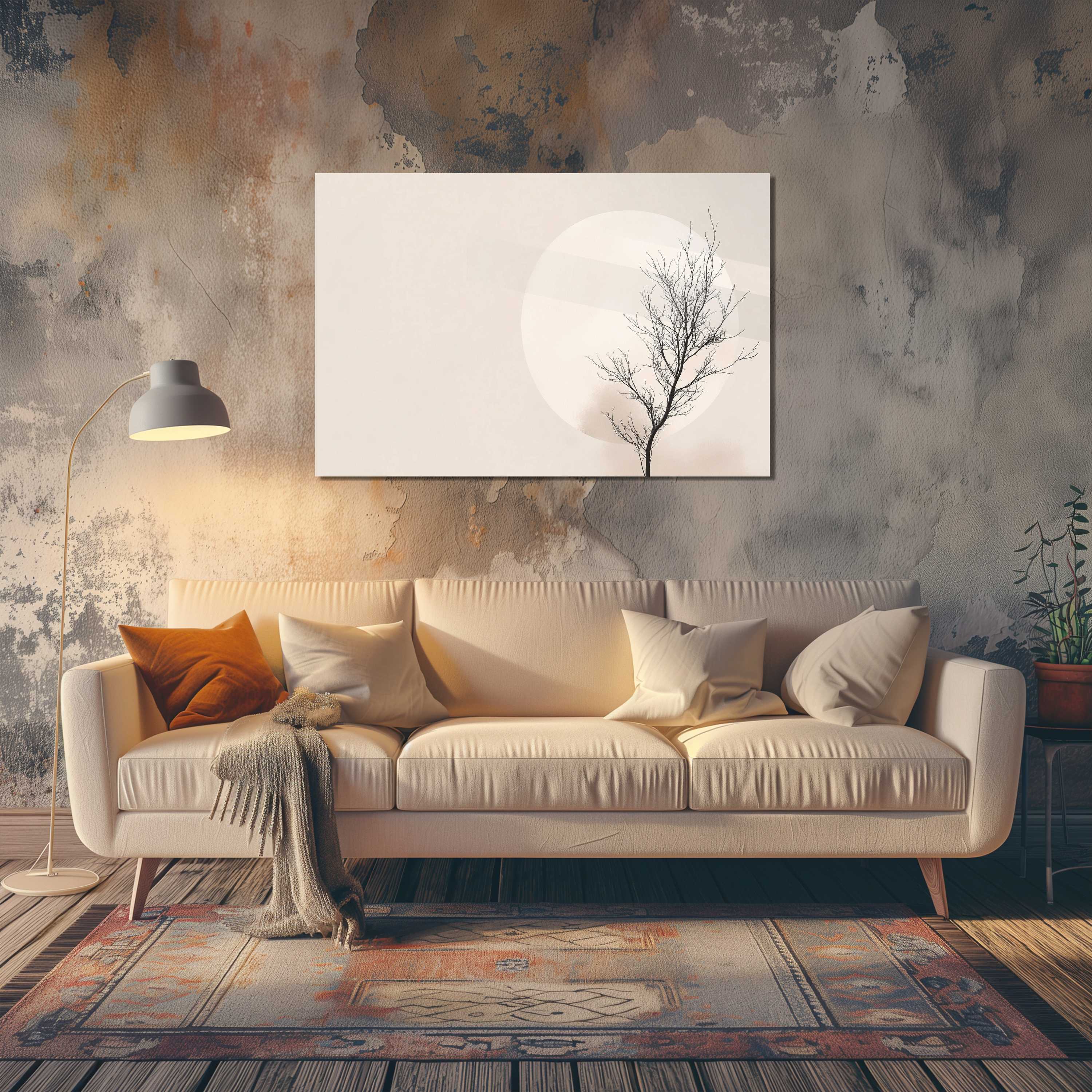 Glasschilderij - Exclusive - Liggend - Kader in Rust - (Japandi Stijl)