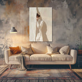 Glasschilderij - Exclusive - Staand - Wit op Wit (Japandi Stijl)