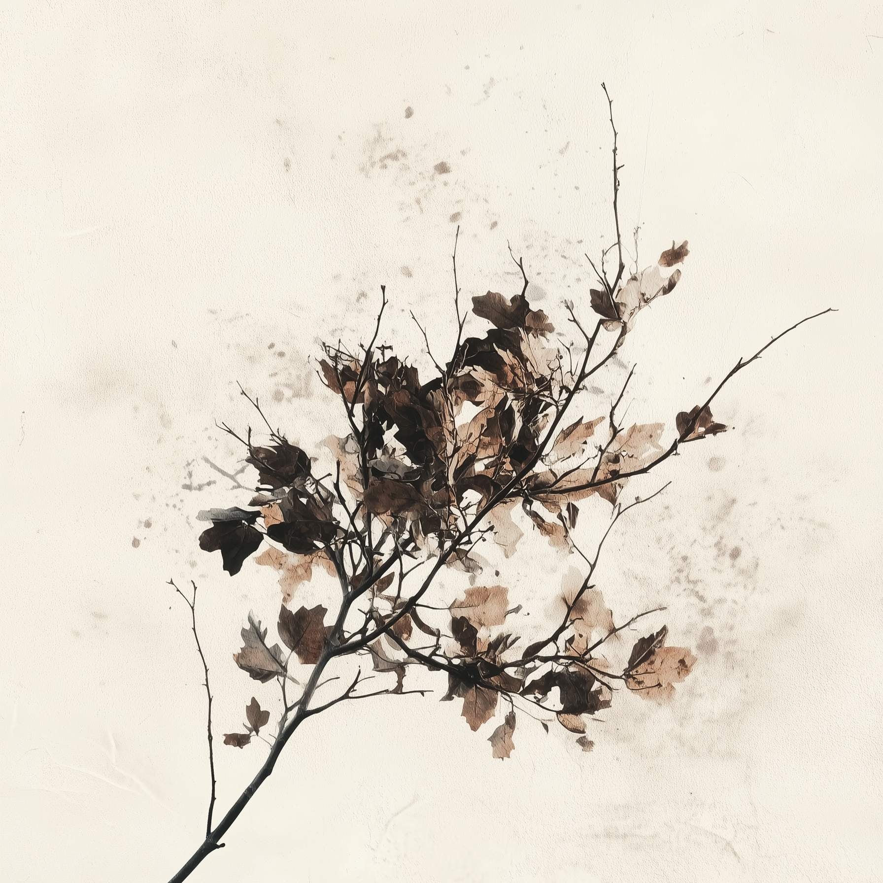 Glasschilderij - Exclusive - Staand - Abstracte Natuur (Japandi Stijl) 100x150x0.4 cm