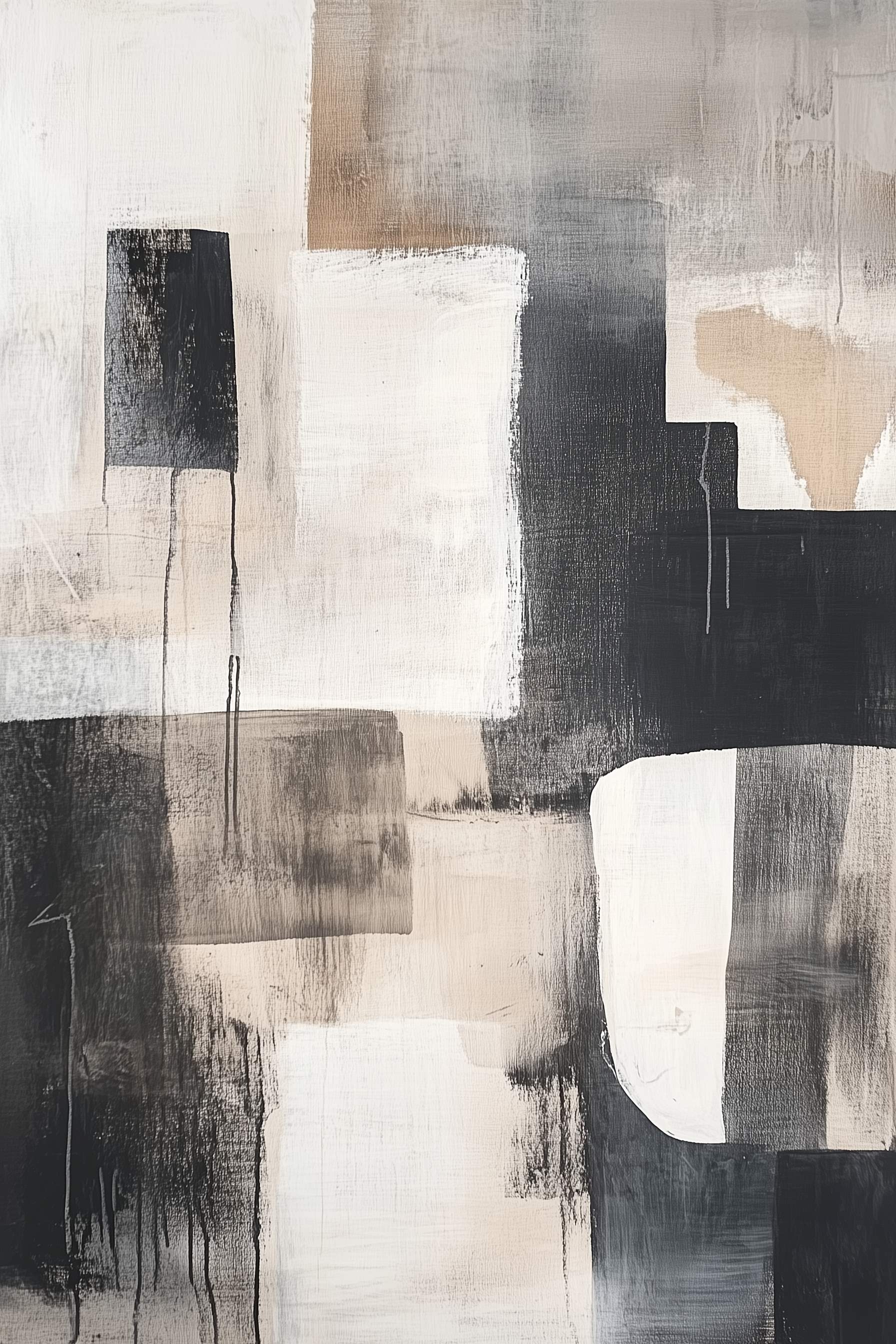 Glasschilderij - Exclusive - Staand - Wit tegen Donker - (Japandi Stijl) 100x150x0.4 cm