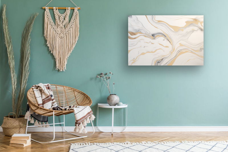 Glasschilderij - Exclusive - Liggend - Marmer Cremé V