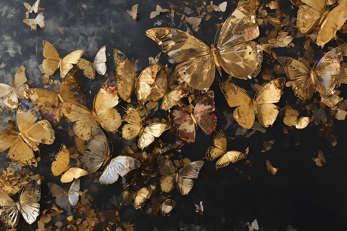 Glas schilderij composition of butterflies