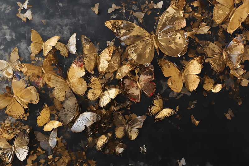 Glas schilderij composition of butterflies