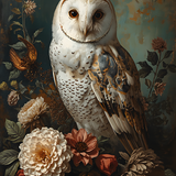 Glas schilderij oil painting owl