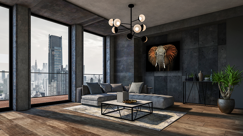 Glasschilderij - 80x120cm - Dieren - Olifant Ravi 120x80x0.4 cm - interieur