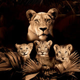 Glasschilderij - 150x100 / 120x80cm - Exclusive - Dieren - Lynn Leeuwen Familie Welpjes - 1, 2, 3, 4, 5 Welpen