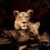 Glasschilderij - 150x100 / 120x80cm - Exclusive - Dieren - Lynn Leeuwen Familie Welpjes - 1, 2, 3, 4, 5 Welpen