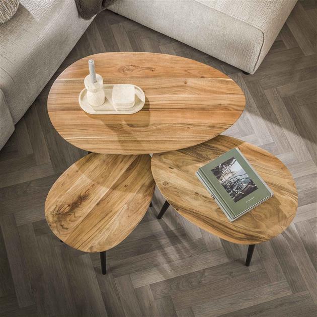 Modera - Salontafel set-3 organisch - Massief acacia naturel