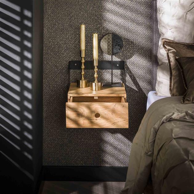 Modera - Nachtkastje set-2 XS hangend strip - Massief acacia naturel