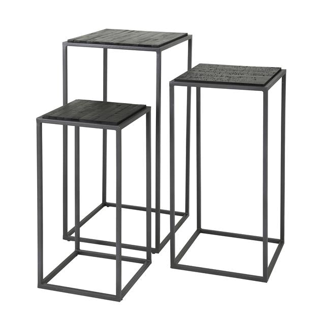 Modera - Bloemenzuil set-3 Teca black - Teakhout zwart