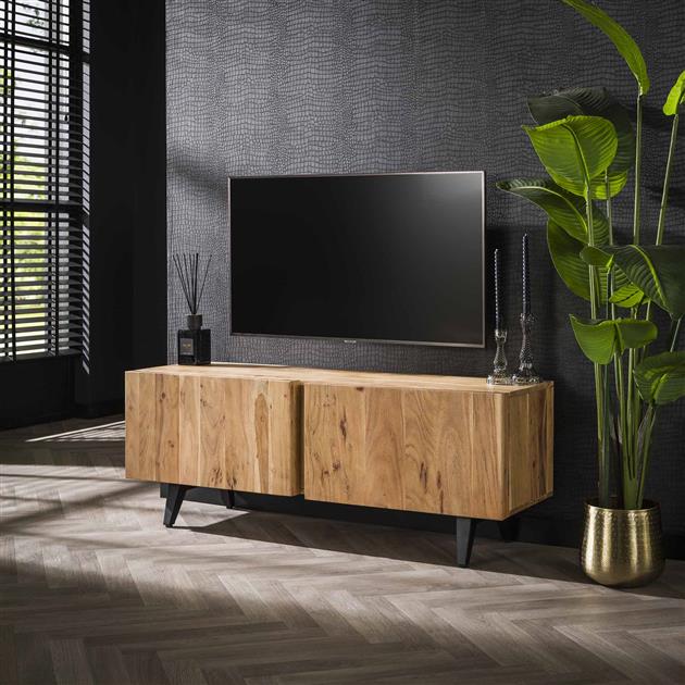 Modera - TV-meubel 2 deuren block - Massief acacia naturel