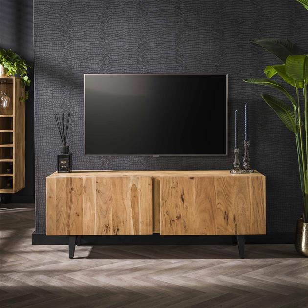 Modera - TV-meubel 2 deuren block - Massief acacia naturel