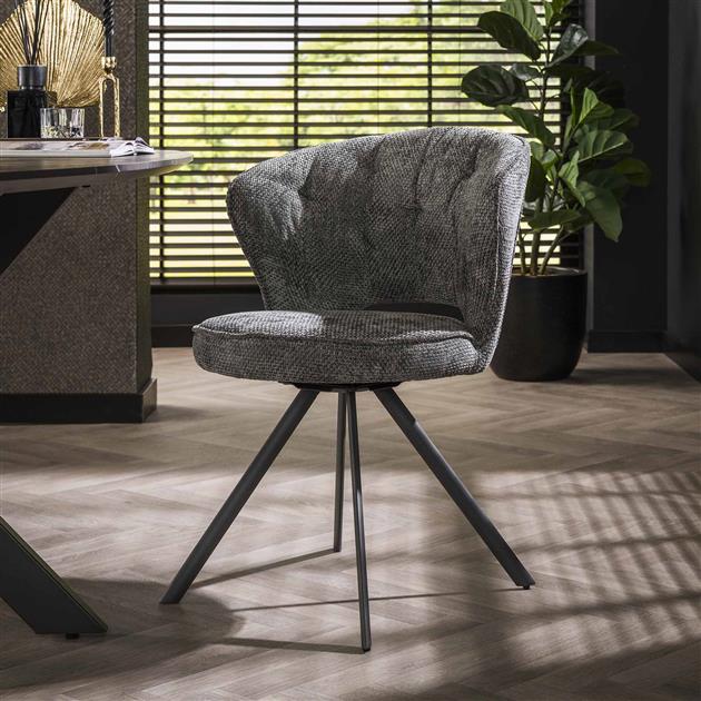 Modera - Stoel halfronde rug spring VPE2 - Polo stof antraciet - set van: 2