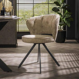 Modera - Stoel halfronde rug spring VPE2 - Polo stof zandkleur - set van: 2