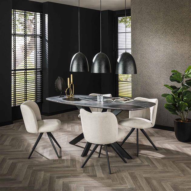 Modera - Eetkamertafel 180 deens ovaal - 3D Melamine slate stone