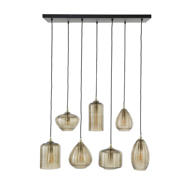 Modera - Hanglamp 4+3 stripe glass horizontal - Amberkleurig glas