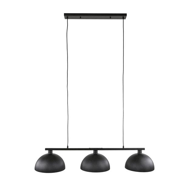 Modera - Hanglamp 3L halfronde kap-ribbel - Artic zwart