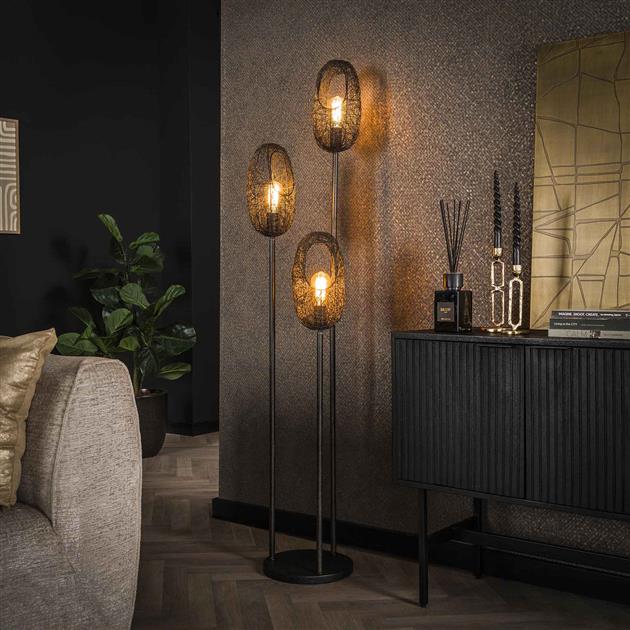 Modera - Vloerlamp 3x open oog wire - Artic zwart