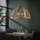 Modera - Hanglamp Ø60 gebogen houten spijlen - Massief mango naturel - Massief mango naturel