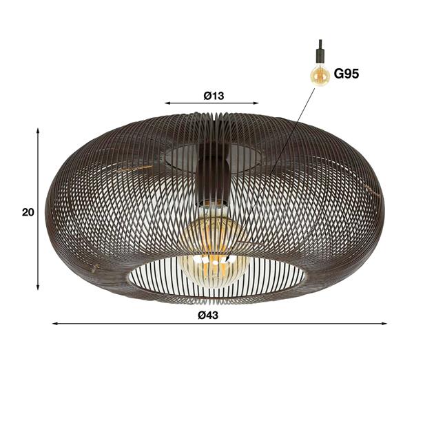 Modera - Plafondlamp Ø43 copper twist - Zwart nikkel