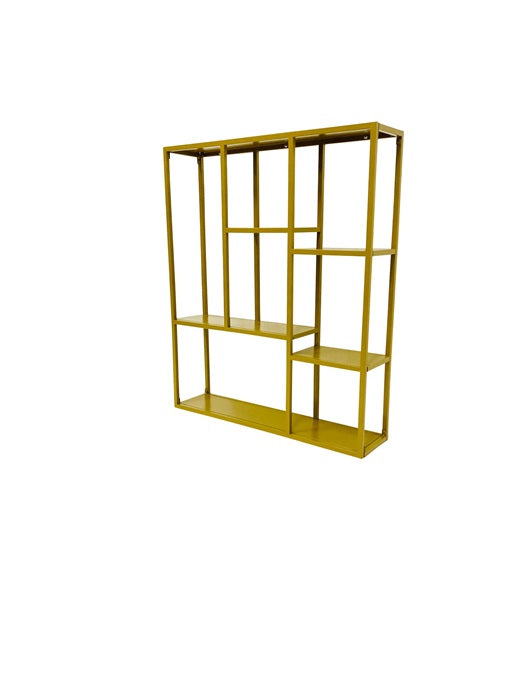 Stalen Wandrek - Goud - 7 vaks - 75x18x90cm - meubelboutique.nl