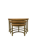 Ronde salontafel set van 3 - Mangohout Met Goud Onderstel - Ø76 Ø56 Ø41