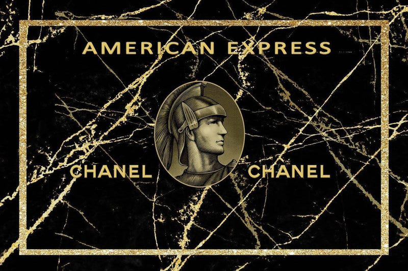 80x120cm - American Express - Merk Goud - Glasschilderij - meubelboutique.nl