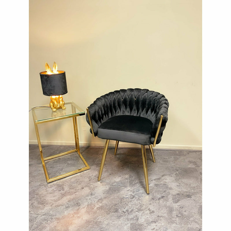 Eva Chair Velvet Black Gold Frame - Luxury Living 