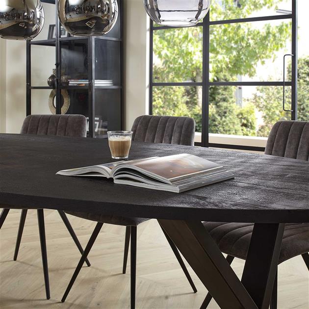 Modera - Eetkamertafel ovaal 240x105 Yucon black / Massief acacia zwart