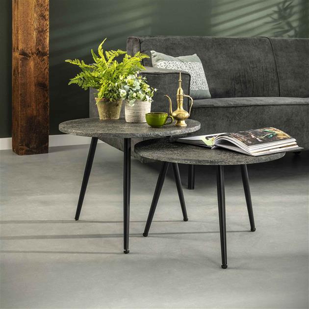 Modera - Salontafel Ø55 set-2 metallic ronde buis - Grijs
