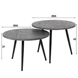 Modera - Salontafel Ø55 set-2 metallic ronde buis - Grijs