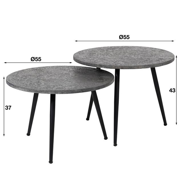 Modera - Salontafel Ø55 set-2 metallic ronde buis - Grijs