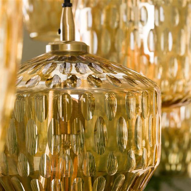 Modera - Hanglamp 4+3 oval facet mix - Amberkleurig glas