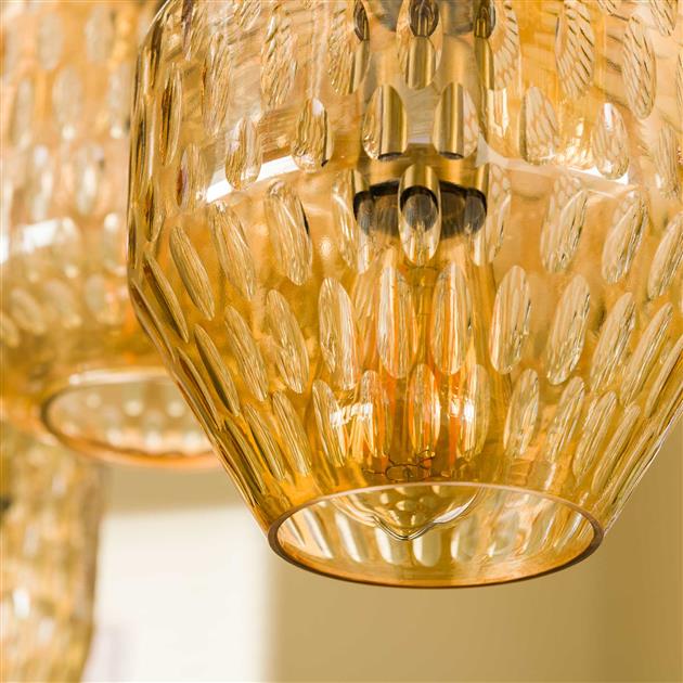 Modera - Hanglamp 4+3 oval facet mix - Amberkleurig glas