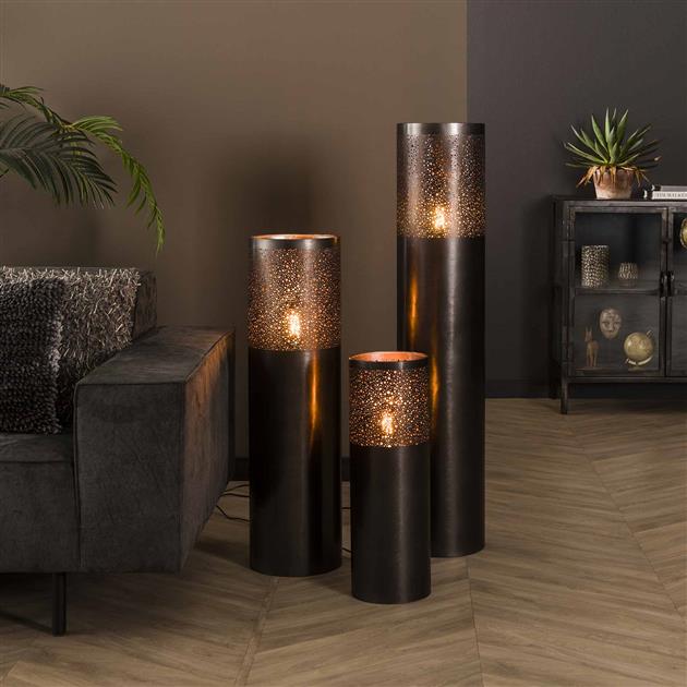 Modera - Vloerlamp Ø20 cilinder 60cm - Zwart nikkel