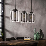 Modera - Hanglamp 3xØ20 raster-glas - Oud zilver