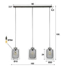 Modera - Hanglamp 3xØ20 raster-glas - Oud zilver