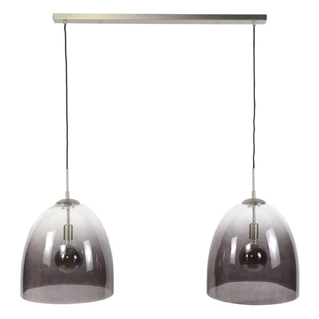 Modera - Hanglamp 2x Ø40 shaded ovaal glas - Mat nikkel