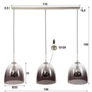 Modera - Hanglamp 3x Ø33 shaded ovaal glas - Mat nikkel