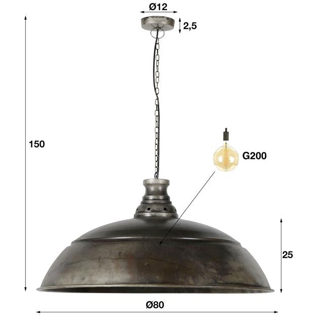 Modera - Hanglamp Ø80 industry - Oud zilver
