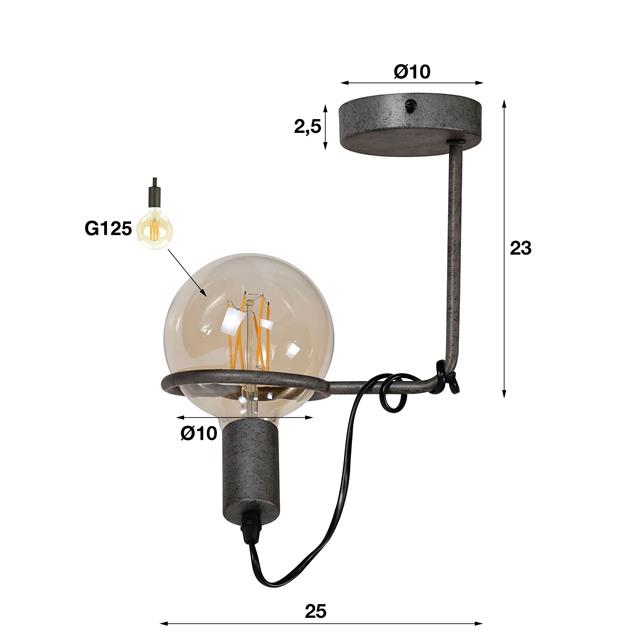 Modera - Plafondlamp 1L saturn voor Ø12 5 lichtbron / Oud zilver
