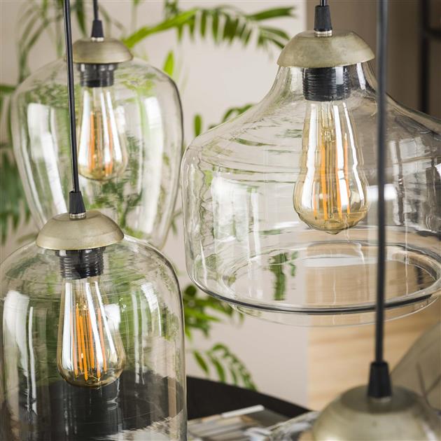 Modera - Hanglamp 4L mix XL clear - Oud zilver
