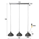 Modera - Hanglamp 3xØ32 punch trechter - Zwart bruin
